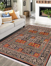 handmade Transitional Kafkaz Rust Black Hand Knotted RECTANGLE 100% WOOL area rug 8 x 10
